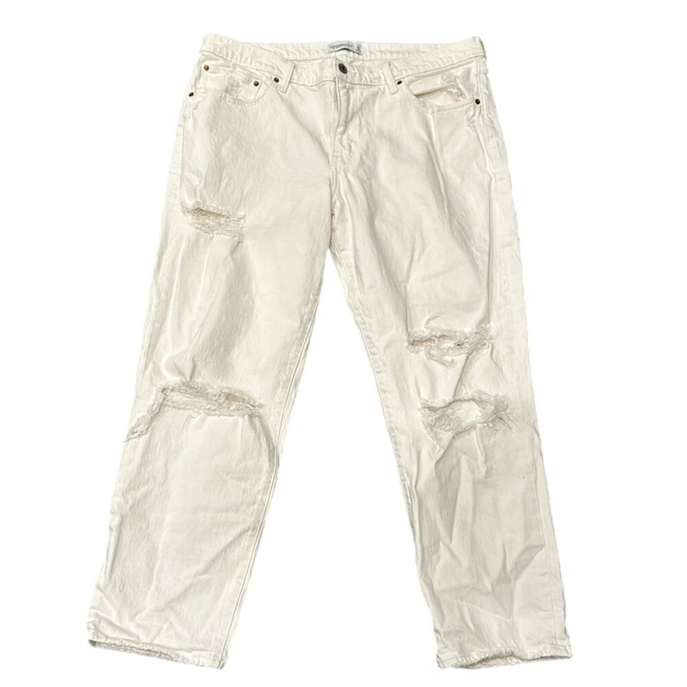 Abercrombie & Fitch The Boyfriend Mid Rise Jeans Distressed Size 33/16R